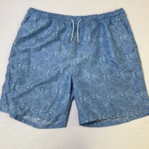Peter Millar Men's Swim Trunks Seaside Collection Shorts Blue Paisley Size XL